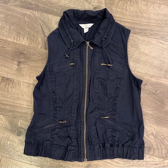Christopher & Banks Vest Size Medium Blue Full Zip - Picture 1 of 5